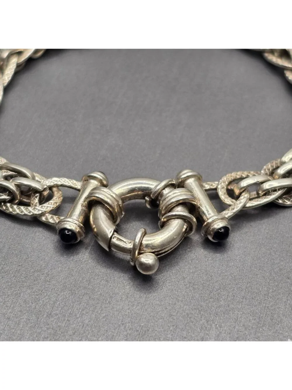 Vintage Sterling Silver Heavy Woven Statement Bracelet 6.75" 925 8.5mm Chain - Picture 3 of 12